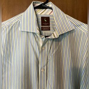 Tailorbyrd Men's long sleeve Striped Blue Shirt XL green blue